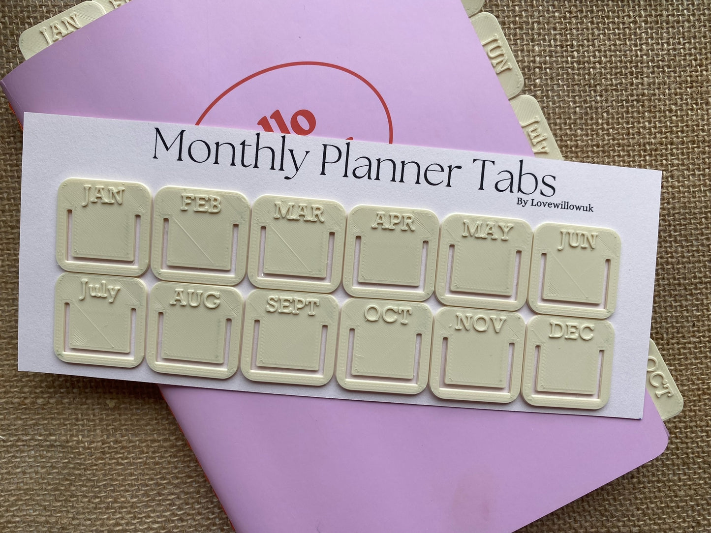 Cream Monthly Planner Tabs