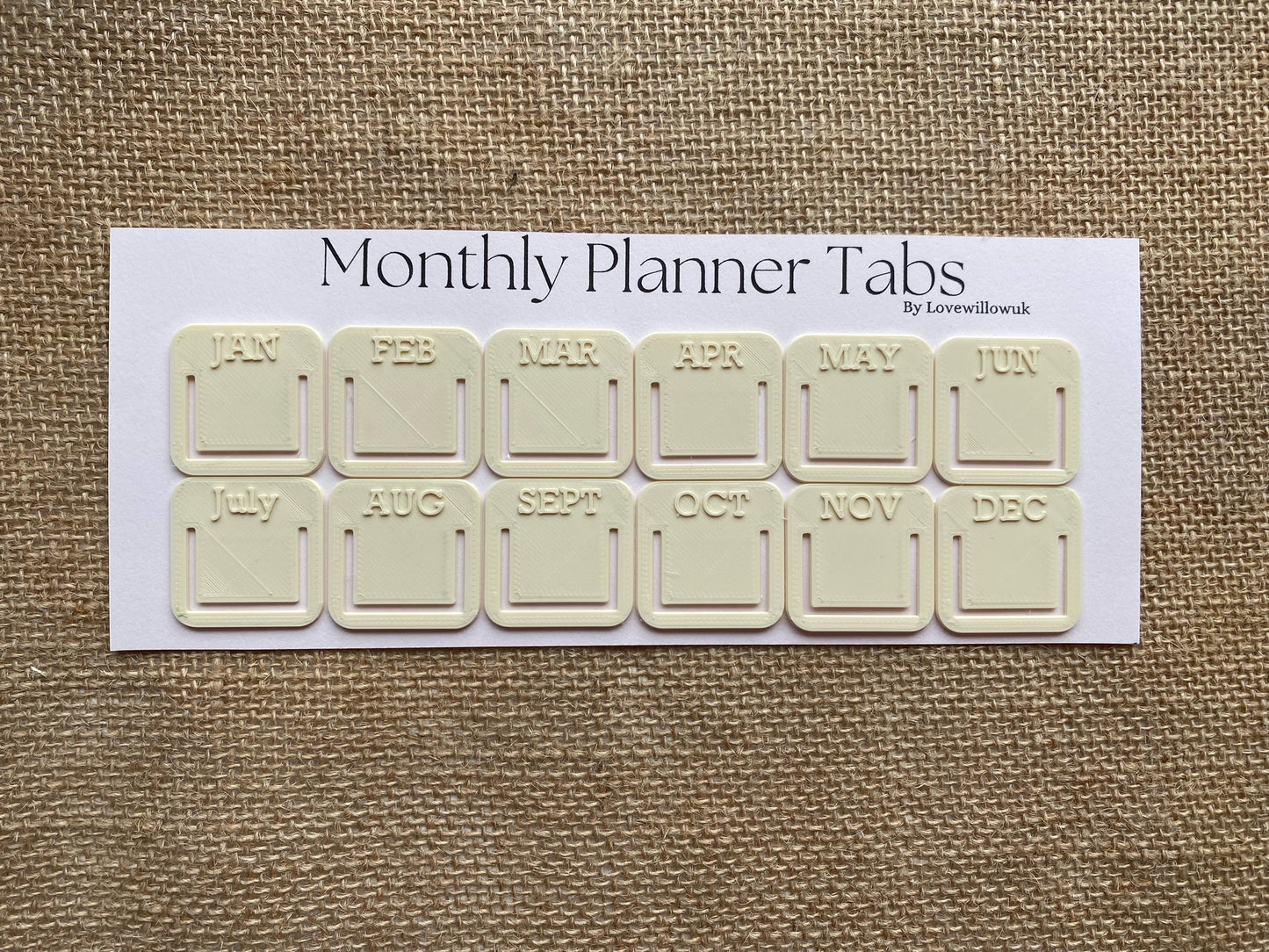 Cream Monthly Planner Tabs